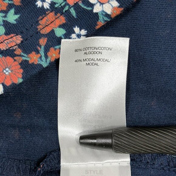 Lucky Brand Navy Floral Long Sleeve Blouse Square Neck Cotton/Modal Womens S/P - Picture 5 of 5